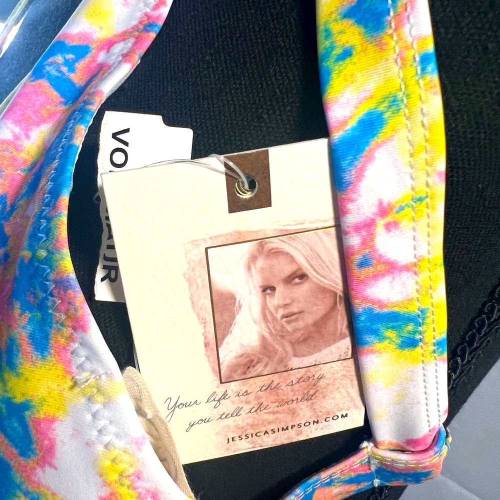 Jessica Simpsons Tie Dye Bikini Set. White, Pink Blue and Yellow. NWT. Size M - Picture 10 of 10